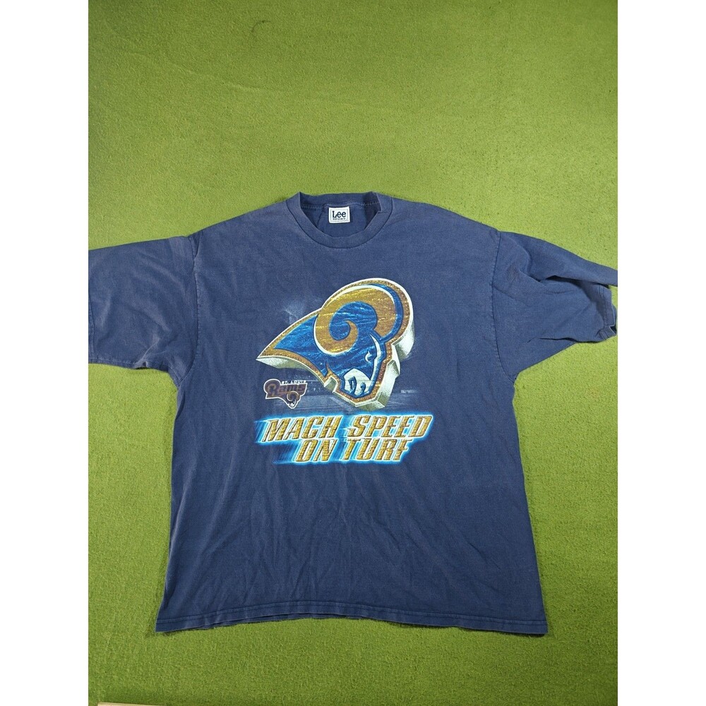 Vintage 2001 St Louis Rams NFL Lee Sport Blue Shirt XL Faded